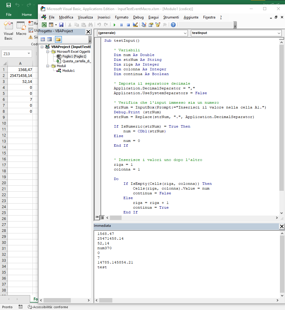 Cambiare il separatore decimale in VBA (Excel)