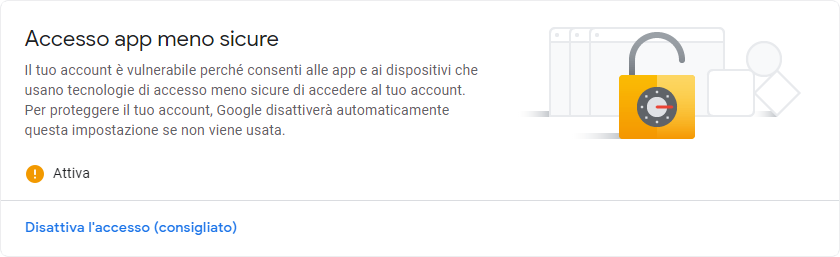 Account Google - Abilitare app non sicure