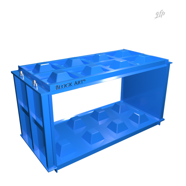 Logo Block Art e rendering 3D delle casseforme